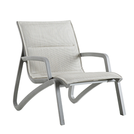 lounge chair SUNSET CONFORT with armrests • silver | beige | 610 mm x 830 mm H 890 mm | seat height 380 mm product photo