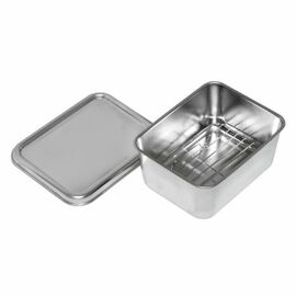 Japanese lunch box stainless steel with lid with rust | 137 mm x 106 mm H 60 mm product photo