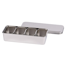 Japanese lunch box stainless steel with lid | 4 compartments | 280 mm x 115 mm H 60 mm product photo