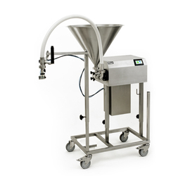 filling machine|dispenser AP 2024-040 with funnel | floor model wheeled product photo