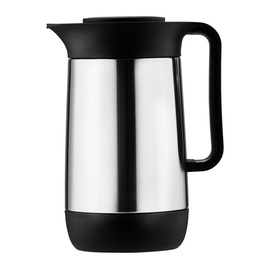 vacuum jug CONTUR 0.6 ltr stainless steel black shiny vacuum -  tempered glass screw cap  H 211 mm product photo
