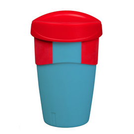 Cup To Go WAYCUP coral PP turquoise | orange with lid 0.4 ltr | reusable product photo