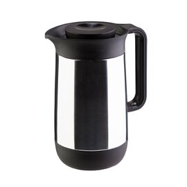 vacuum jug CONTUR 0.6 ltr stainless steel black shiny vacuum -  tempered glass screw cap  H 211 mm product photo