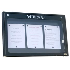 menu card holder LUBERON wall mounting black with illumination 3 pages (A4)  H 530 mm product photo