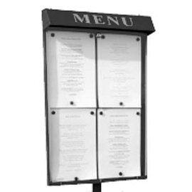 menu card holder CLUB wall mounting black with illumination 4 pages (A4)  H 680 mm product photo
