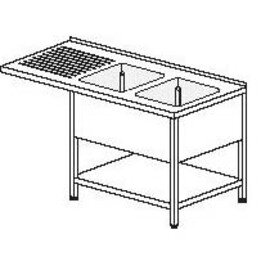 sink centre drainboard on the left | 2 basins | bottom shelf L 1700 mm W 600 mm product photo