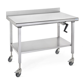 work table ERGONOMIX height-adjustable wheeled with bottom shelf upstand 100 mm at the back L 1000 mm W 700 mm H 800 - 1100 mm product photo