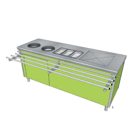 sorting table Children stainless steel pink  L 2100 mm  B 700 mm  H 720 mm | 2 waste chutes product photo