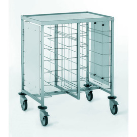 tray trolley for 12 trays | top shelf | side cladding | wheel details polyamide product photo