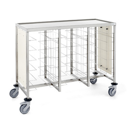 tray trolley for 18 trays | top shelf | side cladding | wheel details polyamide product photo
