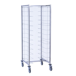 tray trolley for 24 trays à 400 - 480 mm | lengthwise insertion | wheel details polyamide product photo