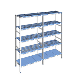 complete rack 1750 RB | 5 levels | T 500 mm | L 690 mm | PP grids floors blue product photo