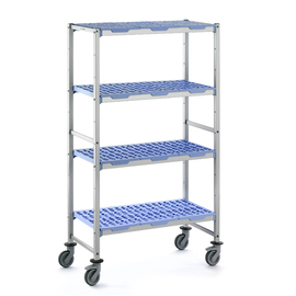 GN complete mobile shelf unit 1750 grates | 4 levels | D 560 mm | L 790 mm | PP grates blue product photo