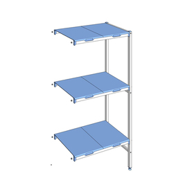 add-on shelf 1750 B | 3 levels | T 500 mm | L 649 mm | PP floors blue product photo
