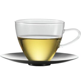 cup TEA 300 ml glass with stainless steel saucer  H 93 mm product photo