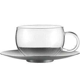cup TEA 200 ml glass with stainless steel saucer  H 69 mm product photo