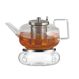 Teapot with stainless steel lid and sieve ,, Dimensions: Ø 275 x H 136 mm, capacity: 1300 ml, complete with warmer, Ø 182 mm, H 70 mm product photo