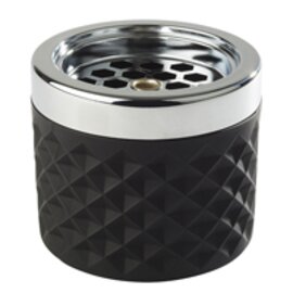 CLEARANCE | wind-proof ashtray glass metal frosted black  Ø 95 mm  H 80 mm product photo