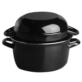 clam serving pot 2 ltr steel sheet with lid black  Ø 180 mm  H 120 mm  | 2 handles product photo
