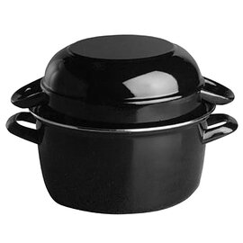 clam serving pot 4 ltr steel sheet with lid black  Ø 240 mm  H 135 mm  | 2 handles product photo