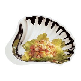seashell bowl FINESSE stainless steel shiny shell relief triangular 350 mm  x 340 mm  H 50 mm product photo