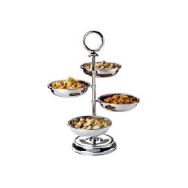 Etagere, 18/10 stainless steel polished, 4 removable bowls Ø 11 cm, &quot;professional quality&quot;, stable design, approx. Ø 24 cm, H 35 cm product photo