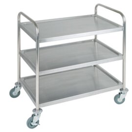 B-STOCK | Serving / transport trolley, stainless steel, 3 shelves, product photo