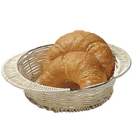 Table basket, round, rattan, inside Ø 20, outside Ø 25 cm, H 5 cm, stackable, chromed wire frame product photo