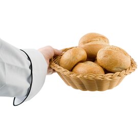Bread and fruit basket, polypropylene rattan basket, wide edge for safe transport, washable, stackable, unbreakable, approx. Ø 22 cm, H 6 cm product photo