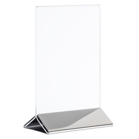 sign holder für A4 acrylic with stainless steel base 210 mm x 70 mm H 320 mm product photo