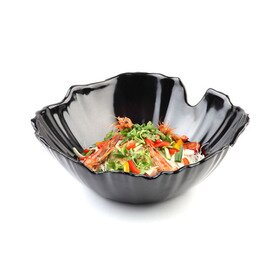 palm leaf shaped bowl NATURAL COLLECTION 1500 ml melamine black with relief Ø 300 mm  H 100 mm product photo