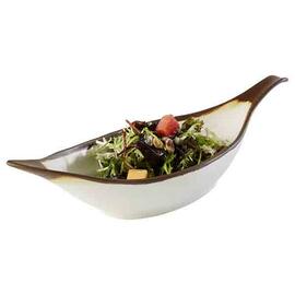leaf-shaped bowl CROCKER 0.65 ltr 420 mm x 140 mm melamine white | brown H 95 mm product photo  S