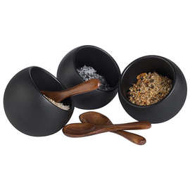 service set MOON melamine wood black Ø 80 mm H 75 mm | 3 bowls | 3 spoons 0.05 ltr product photo