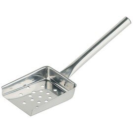 French fries shovel, with hollow handle, stainless steel, dishwasher safe, high gloss polished, perforated, shovel 10,5 x 8 cm, length 25,5 cm product photo