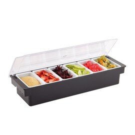 condiment container black with lid 6 compartments 3000 ml 500 mm  B 160 mm product photo