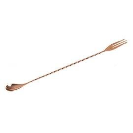 bar spoon | bar fork stainless steel copper coloured  L 300 mm | twisted handle product photo
