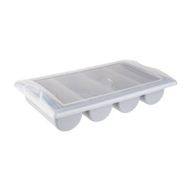 cutlery container GN 1/1 with lid | 4 troughs | PP grey product photo