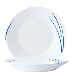 plate TORONTO NAVY | tempered glass blue white | line decor  Ø 220 mm product photo