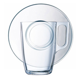 mug VOLUTO TRANSPARENT 32 cl transparent with saucer with handle product photo