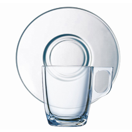cup VOLUTO TRANSPARENT 90 ml tempered glass with saucer  H 68 mm product photo