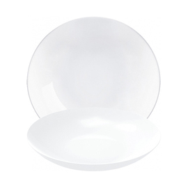 coup plate deep Ø 257 mm EVOLUTIONS WHITE tempered glass white product photo
