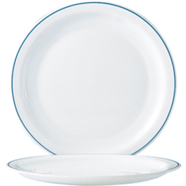 CLEARANCE | plate HOTELIERE DELFT | tempered glass blue white | double edge line  Ø 258 mm product photo