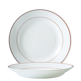 plate RESTAURANT BORDEAUX | tempered glass white red | red rim line  Ø 225 mm product photo