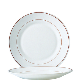 plate RESTAURANT BORDEAUX | tempered glass white red | red rim line  Ø 235 mm product photo