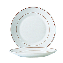 plate RESTAURANT BORDEAUX | tempered glass white red | stripe decor rim  Ø 195 mm product photo