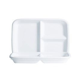 CLEARANCE | compartment plate RESTAURANT WHITE tempered glass 270 mm x 184 mm | 3 compartments product photo