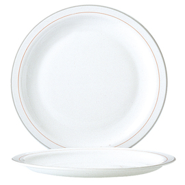 CLEARANCE | plate HOTELIERE VALERIE | tempered glass white grey coral red | two rim lines  Ø 235 mm product photo