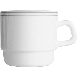Coffee-top, with bottom, stackable, restaurant Valerie Weiss, volume: 22 cl, dimensions: Ø o.Hkl. 77 mm, Ø m.Hkl. 103 mm, height: 74 mm, weight: 210 g, dimensions lower: Ø 140 mm, height: 20 mm, weight: 185 g product photo