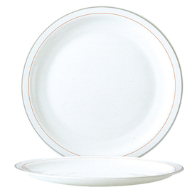 plate HOTELIERE VALERIE | tempered glass white grey coral red | two rim lines  Ø 258 mm product photo