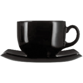 set of cups DELICE BLACK 220 ml tempered glass with saucer  H 62 mm product photo